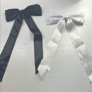 Chic Black and White Satin Hair Bow